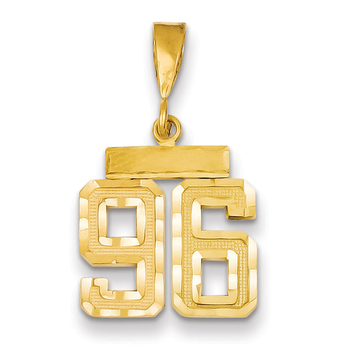 14k Small Brushed Diamond-cut Number 96 Charm SN96