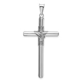 14K White Gold with Center Wrap Tube Cross Pendant K6195