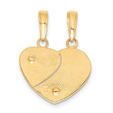 14k Two-tone with Flowers MOMMY-ME 2-Piece Break-apart Heart Pendant K1713
