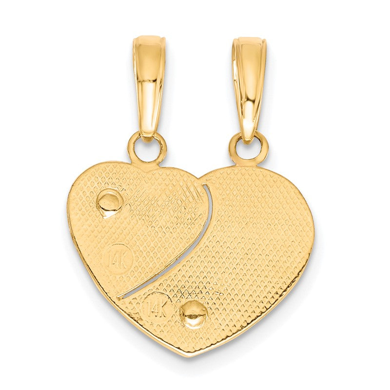 14k Two-tone with Flowers MOMMY-ME 2-Piece Break-apart Heart Pendant K1713