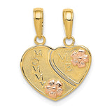 14k Two-tone with Flowers MOMMY-ME 2-Piece Break-apart Heart Pendant K1713