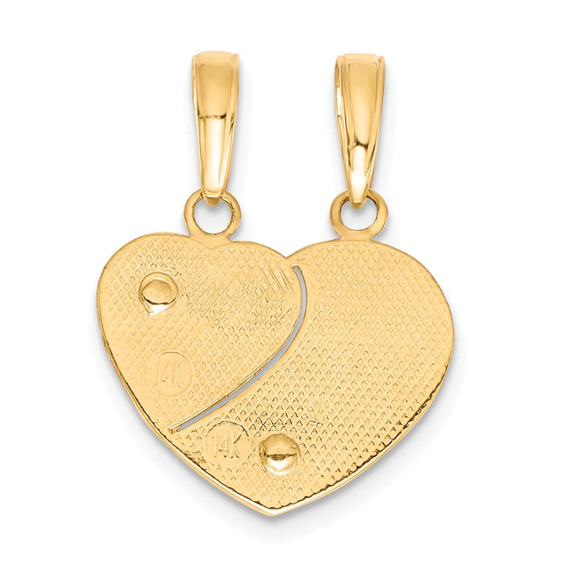 14k Two-tone with Flowers MOMMY-ME 2-Piece Break-apart Heart Pendant K1713