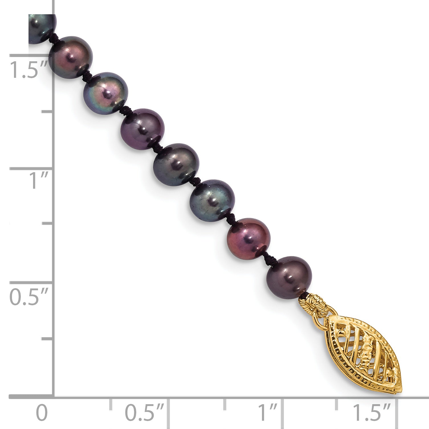 14k 4-5mm Black Near-Round Freshwater Cultured Pearl 16 inch Necklace BPN040