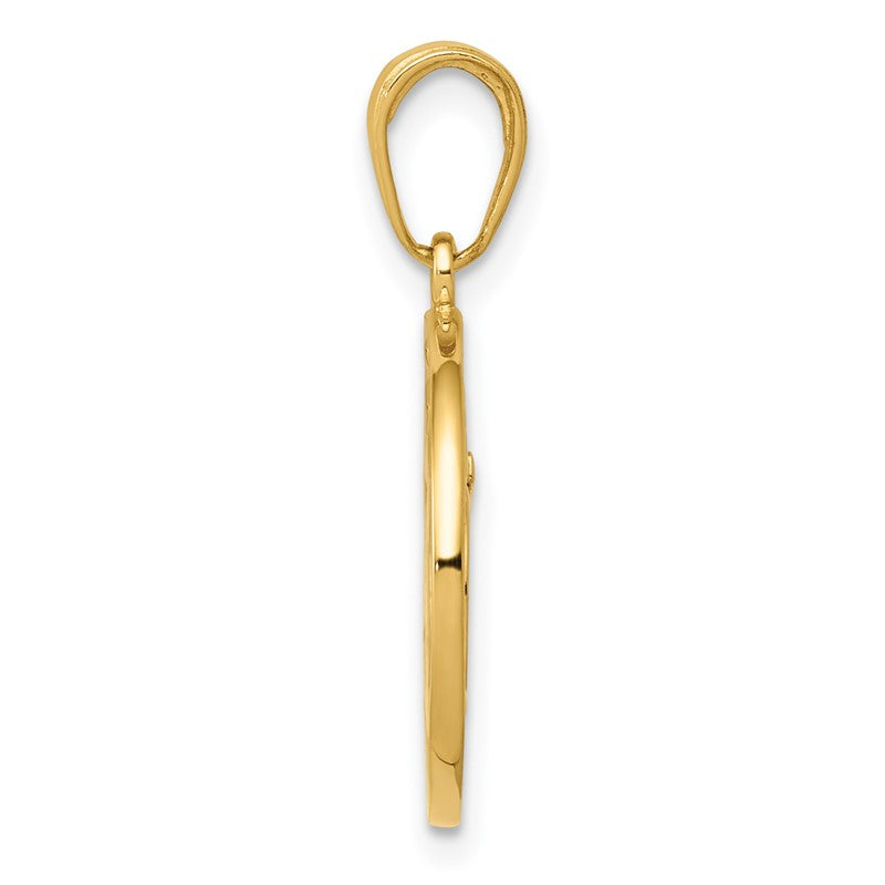 14K Cut-out Round Frame Yoga Om Symbol Pendant D4264