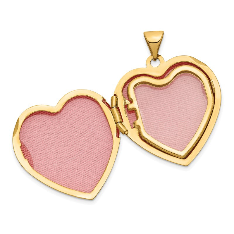14k Polished Domed 21mm Heart Family Locket Holds 4 Photos XL227