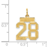 14k Small Satin Number 28 Charm LSS28