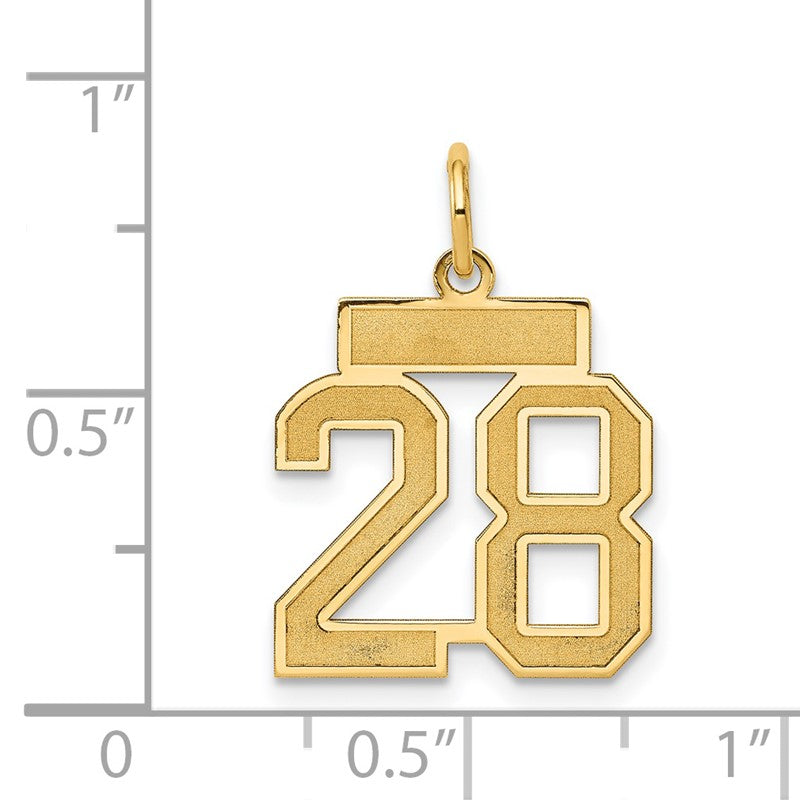 14k Small Satin Number 28 Charm LSS28