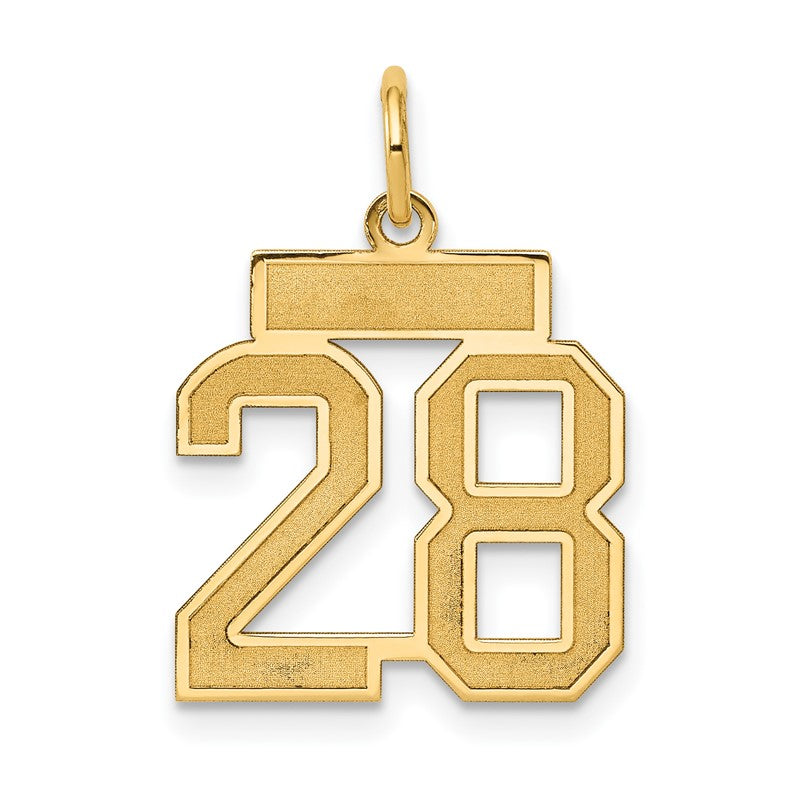 14k Small Satin Number 28 Charm LSS28