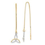 14k and White Rhodium Diamond-cut Box Chain with Celtic Knot Threader Earrings TE659