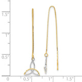 14k and White Rhodium Diamond-cut Box Chain with Celtic Knot Threader Earrings TE659