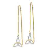 14k and White Rhodium Diamond-cut Box Chain with Celtic Knot Threader Earrings TE659