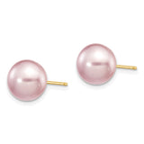 14k 9-10mm Purple Button Freshwater Cultured Pearl Stud Post Earrings X90BPU