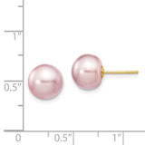 14k 9-10mm Purple Button Freshwater Cultured Pearl Stud Post Earrings X90BPU