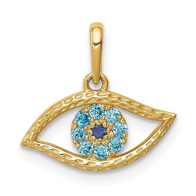 14K Blue CZ Eye Pendant YC1362