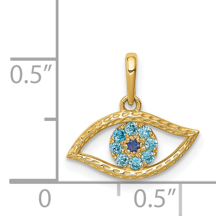 14K Blue CZ Eye Pendant YC1362