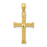 14k Satin Diamond-cut Cross Charm M1848