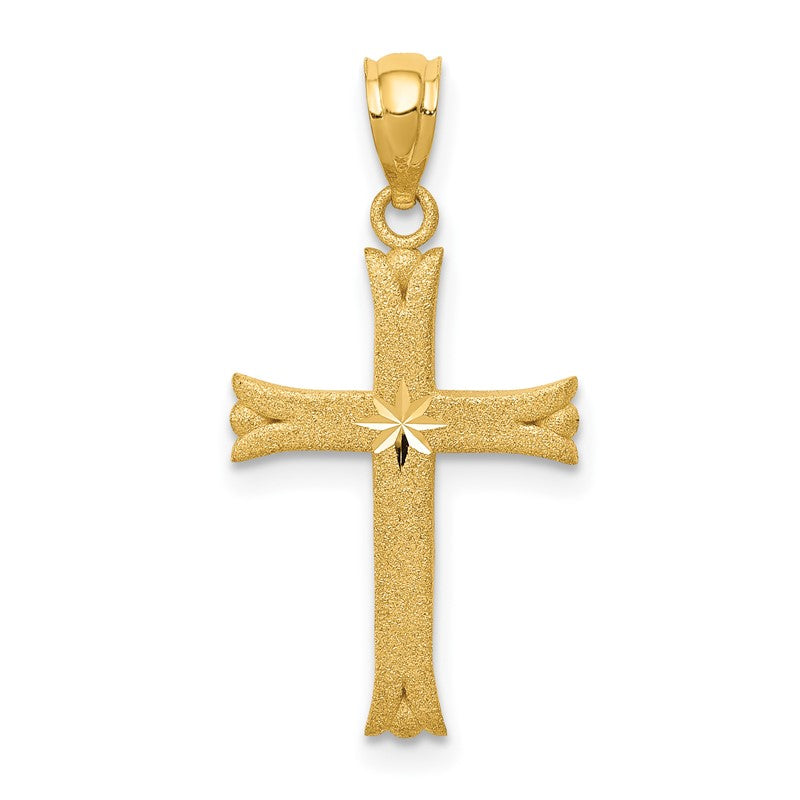 14k Satin Diamond-cut Cross Charm M1848