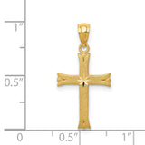 14k Satin Diamond-cut Cross Charm M1848