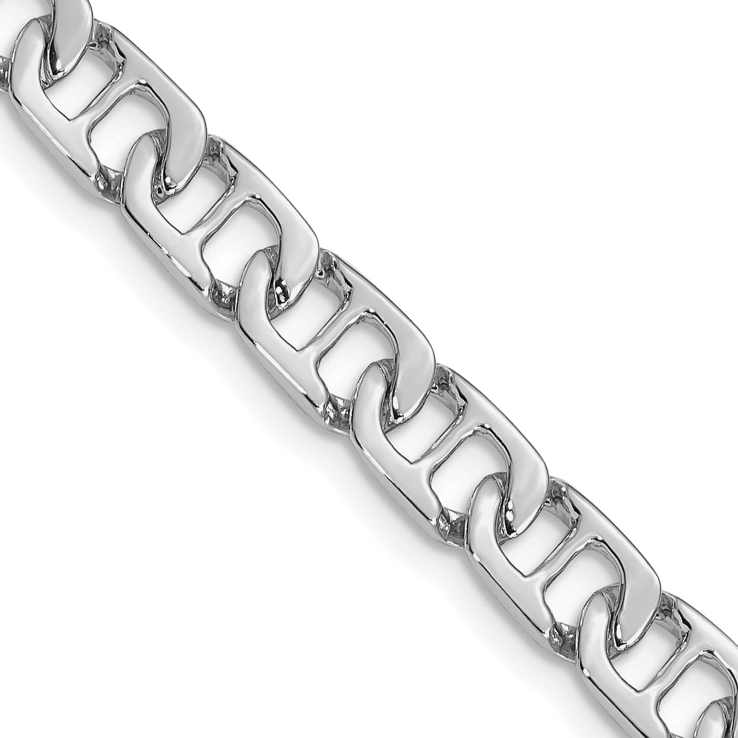 14K White Gold 18 inch 6.5mm Hand Polished Fancy Anchor Link with Fancy Lobster Clasp Chain WLK683