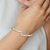 14k White Gold Complete 1/2 carat AA Diamond Hinged Oval Bangle Bracelet XB276AA