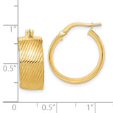 14K 8mm Polished Textured Hinged Hoop Earrings TF1266