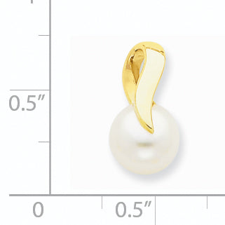 14k 8-9mm White Button Freshwater Cultured Pearl Slide Fits up to 3mm Regular/4mm Fancy or Reversible Omega XCH671