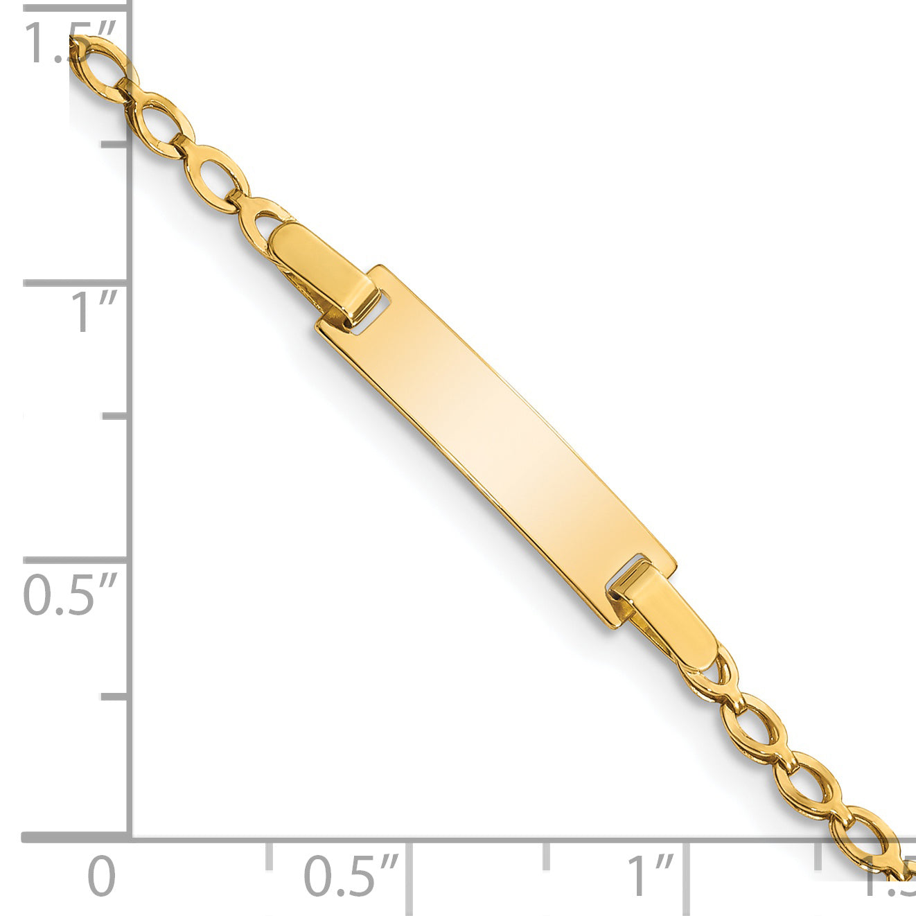 14k Polished Solid Chain/Solid Plate Fancy Link 16x5mm Plate 6 inch Baby/Child ID Bracelet BID94