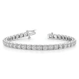 14k White Gold Complete 3.75 carat Round AAA Diamond 4-prong 7 inch Tennis Bracelet X2163WAAA