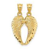 14k Two-Piece Break-Apart Diamond-cut Wings Pendant C4528