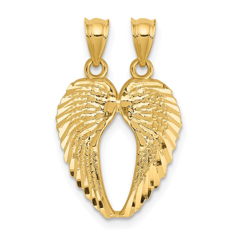 14k Two-Piece Break-Apart Diamond-cut Wings Pendant C4528