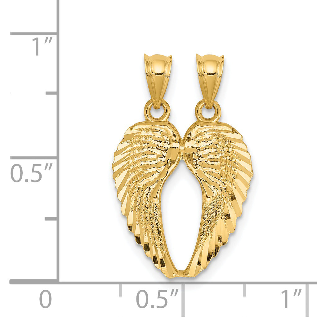 14k Two-Piece Break-Apart Diamond-cut Wings Pendant C4528