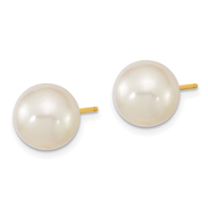 14k 9-10mm White Round South Sea Saltwater Cultured Pearl Post Earrings XF332E
