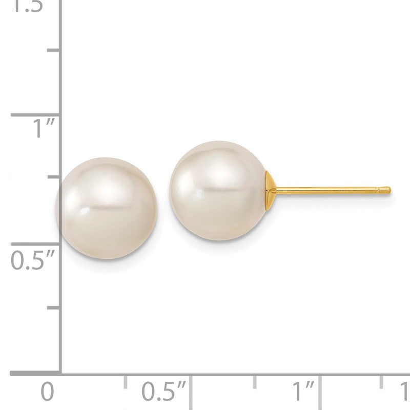14k 9-10mm White Round South Sea Saltwater Cultured Pearl Post Earrings XF332E