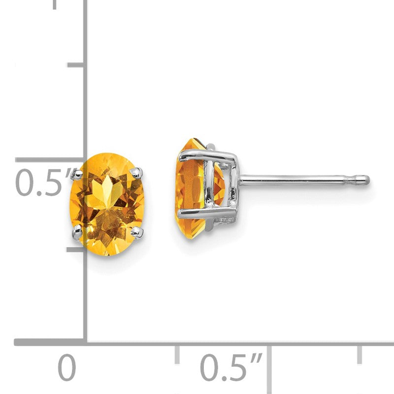 14k White Gold 7x5mm Oval Citrine Post Earrings XE87WCI