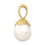 14K 7-8mm White Rice Freshwater Cultured Pearl Pendant XF736