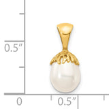 14K 7-8mm White Rice Freshwater Cultured Pearl Pendant XF736