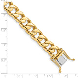 14K 20 inch 9.7mm Hand Polished Flat Beveled Curb Link with Box Catch Clasp Chain LK133