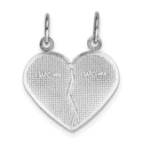 14k White Gold DAUGHTER-MOM 2-Piece Break-apart Heart Charm D1829