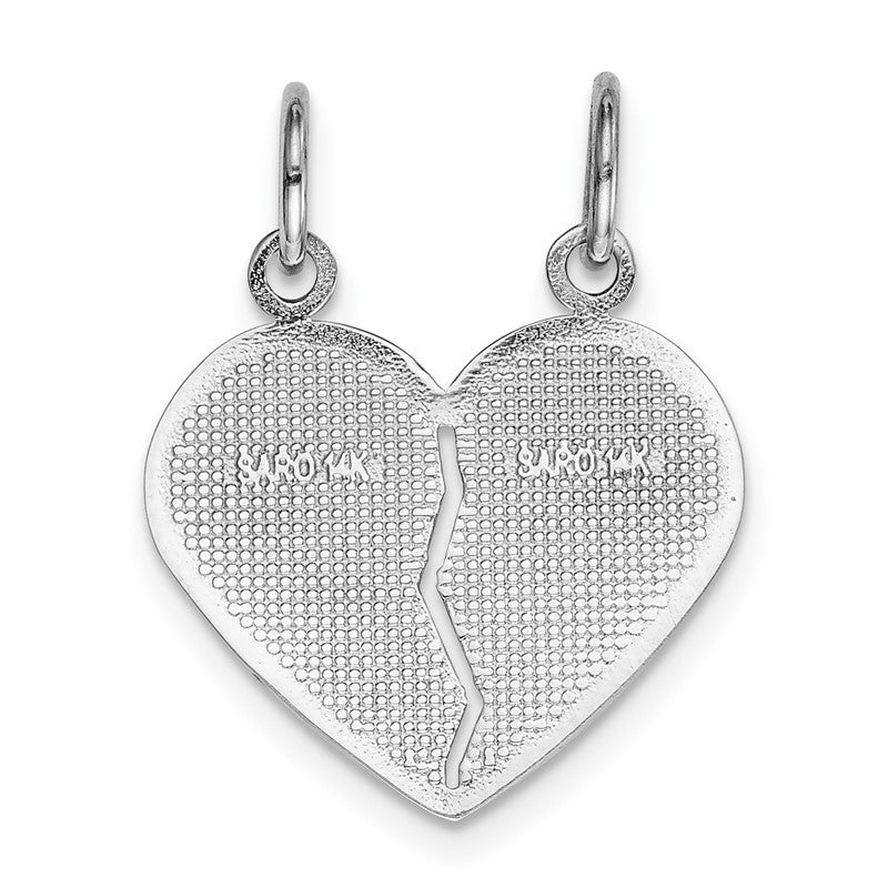 14k White Gold DAUGHTER-MOM 2-Piece Break-apart Heart Charm D1829