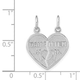 14k White Gold DAUGHTER-MOM 2-Piece Break-apart Heart Charm D1829