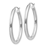 14k White Gold 3.5x38mm Polished Oval Tube Hoop Earrings TC121