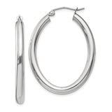 14k White Gold 3.5x38mm Polished Oval Tube Hoop Earrings TC121