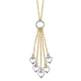 14K Two-Tone Heart Drop 16 inch Necklace Plus 2 inch Extender SF1714