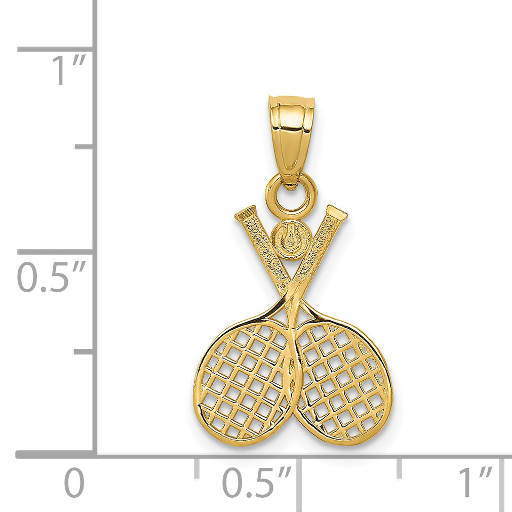 14k Double Tennis Racquet Charm C3539