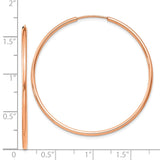 14k Rose Gold 1.5x40mm Polished Endless Tube Hoop Earrings TF1433