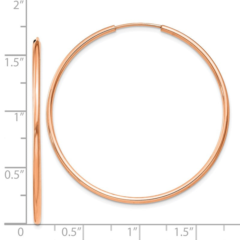 14k Rose Gold 1.5x40mm Polished Endless Tube Hoop Earrings TF1433