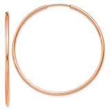 14k Rose Gold 1.5x40mm Polished Endless Tube Hoop Earrings TF1433