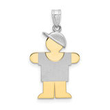 14k Two-tone The Kids Small Boy with Hat on Right Engravable Hugs Charm XK210