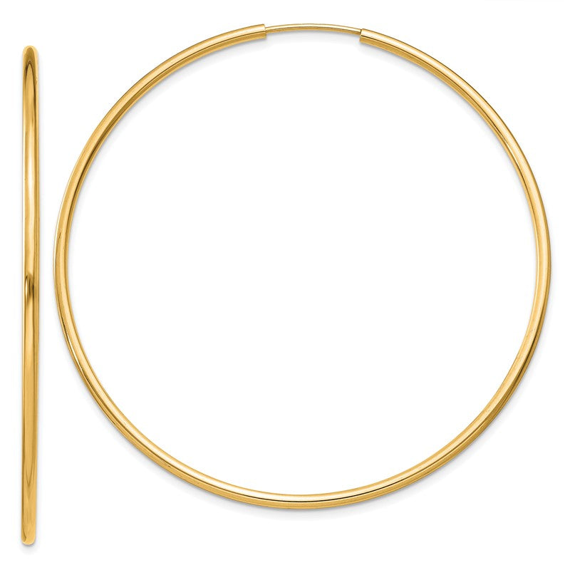 14k 1.5x51mm Polished Round Endless Tube Hoop Earrings XY1166