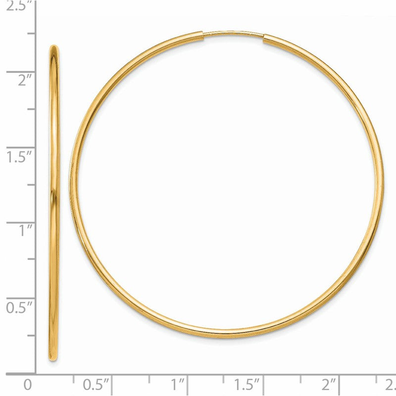 14k 1.5x51mm Polished Round Endless Tube Hoop Earrings XY1166